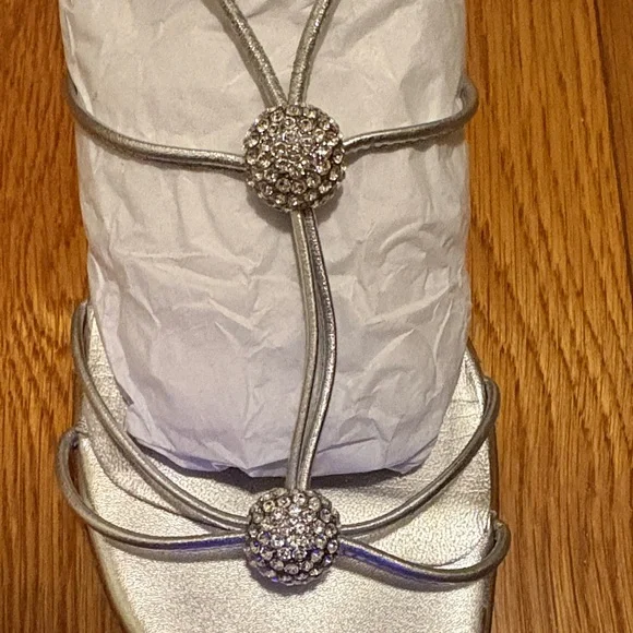 Stuart Weitzman Metallic Silver Flat Sandals - Picture 5 of 10